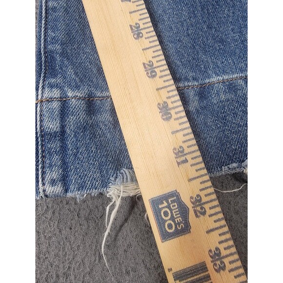 Express 70s Flare Jeans Womens 6R Blue Mid Rise Cotton Distressed Hem - Picture 3 of 14